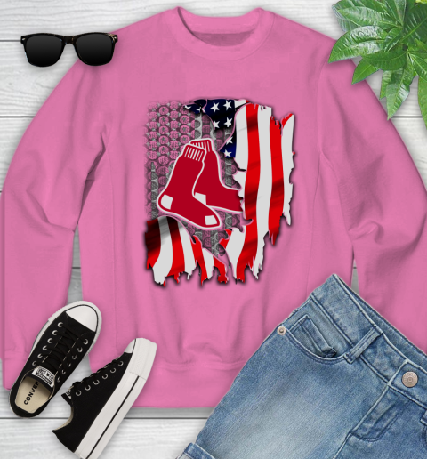 Boston Red Sox MLB Baseball American Flag Youth Sweatshirt 6