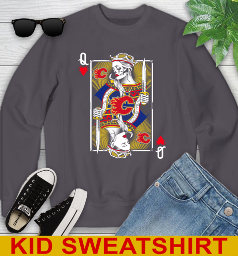 NHL Hockey Calgary Flames The Queen Of Hearts Card Shirt Youth Sweatshirt 5