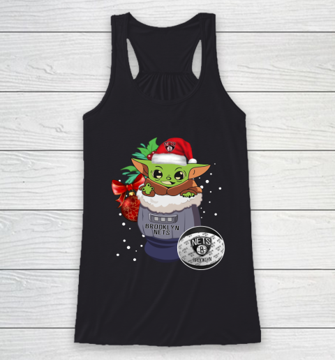 Brooklyn Nets Christmas Baby Yoda Star Wars Funny Happy NBA Racerback Tank