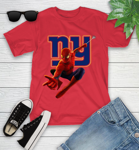 NFL Spider Man Avengers Endgame Football New York Giants Youth T-Shirt 10