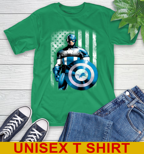 Detroit Lions NFL Football Captain America Marvel Avengers American Flag Shirt T-Shirt 7