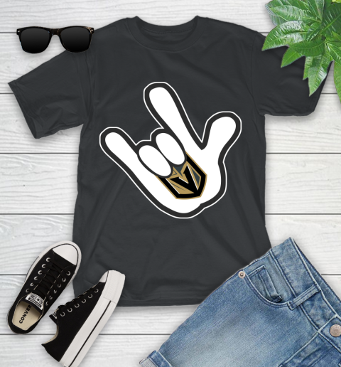 Vegas Golden Knights NHL Hockey Mickey Rock Hand Disney Youth T-Shirt 2