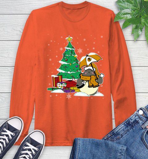 Chicago Blackhawks NHL Hockey Cute Tonari No Totoro Christmas Sports Long Sleeve T-Shirt 4