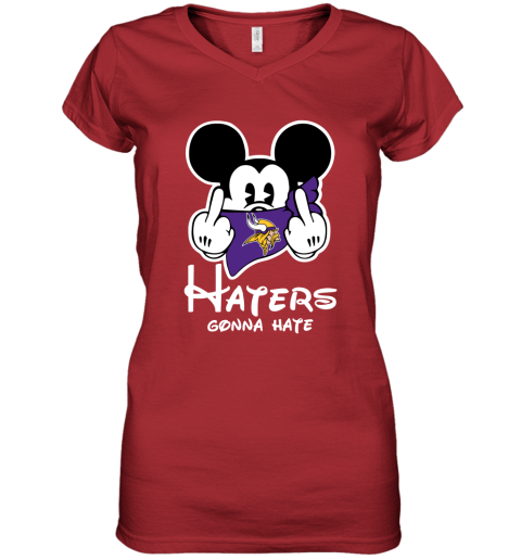 NFL Minnesota Vikings Haters Gonna Hate Mickey Mouse Disney Football T Shirt K6x5Wq0PVZz women v neck t shirt 39 95 151514 front red