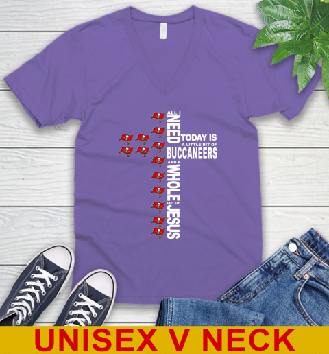 NFL All I Need Today Is A Little Bit Of Tampa Bay Buccaneers Cross Shirt V-Neck T-Shirt 8