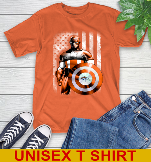 Denver Broncos NFL Football Captain America Marvel Avengers American Flag Shirt T-Shirt 4