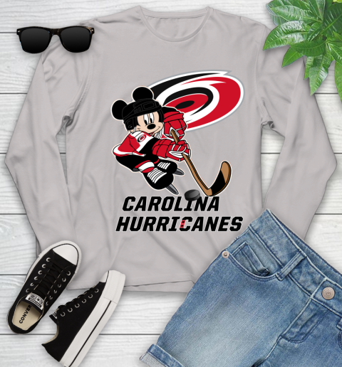 NHL Carolina Hurricanes Mickey Mouse Disney Hockey T Shirt Youth Long Sleeve 12