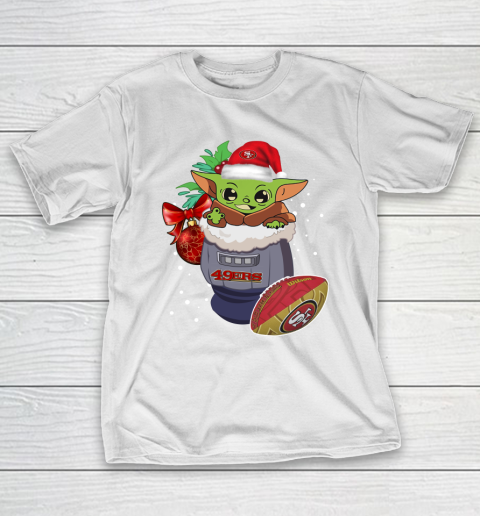 San Francisco 49ers Christmas Baby Yoda Star Wars Funny Happy NFL T-Shirt 3