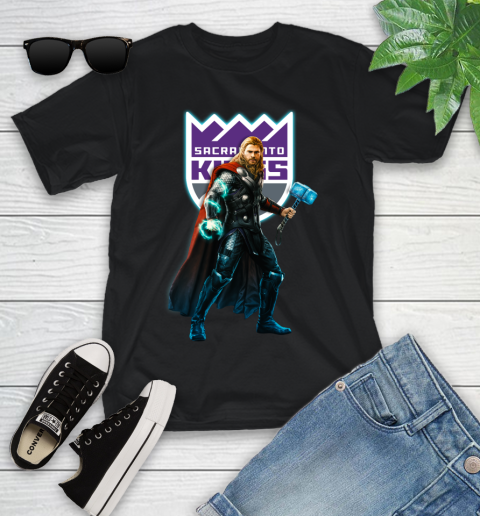 NBA Thor Avengers Endgame Basketball Sacramento Kings Youth T-Shirt 2