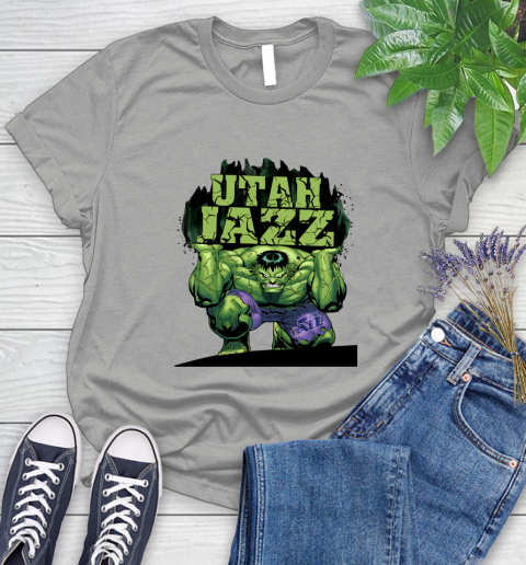 Utah Jazz NBA Basketball Incredible Hulk Marvel Avengers Sports Women's T-Shirt 10