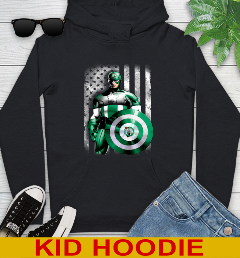 Boston Celtics NBA Basketball Captain America Marvel Avengers American Flag Shirt Youth Hoodie