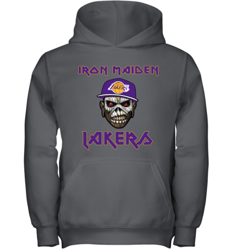 3mxd nba los angeles lakers iron maiden rock band music basketball youth hoodie 43 front charcoal