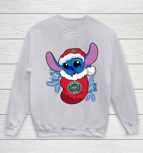 New York Jets Christmas Stitch In The Sock Funny Disney NFL Youth Sweatshirt 4