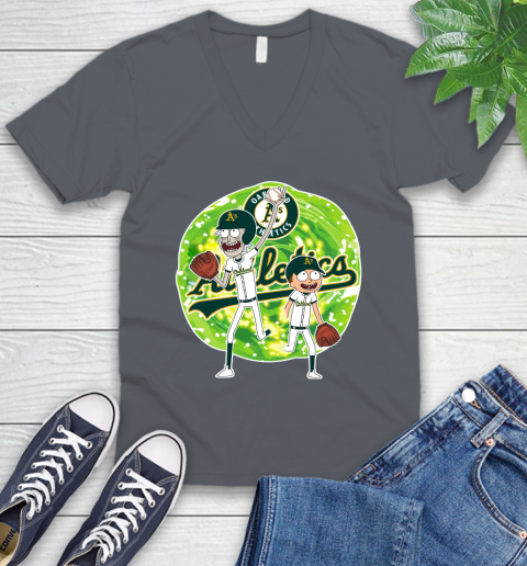 MLB Oakland Athletics Rick And Morty Baseball Sports V-Neck T-Shirt 5
