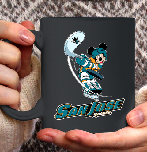 NHL Hockey San Jose Sharks Cheerful Mickey Mouse Shirt Ceramic Mug 11oz