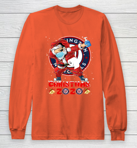 Washington Nationals Funny Santa Claus Dabbing Christmas 2020 MLB Long Sleeve T-Shirt 3