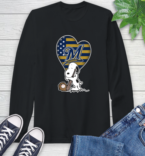 Milwaukee Brewers MLB Baseball The Peanuts Movie Adorable Snoopy (1) Long Sleeve T-Shirt 2