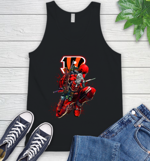 NFL Deadpool Marvel Comics Sports Football Cincinnati Bengals Tank Top 2