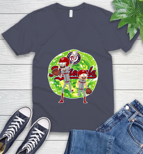 MLB Washington Nationals Rick And Morty Baseball Sports V-Neck T-Shirt 9