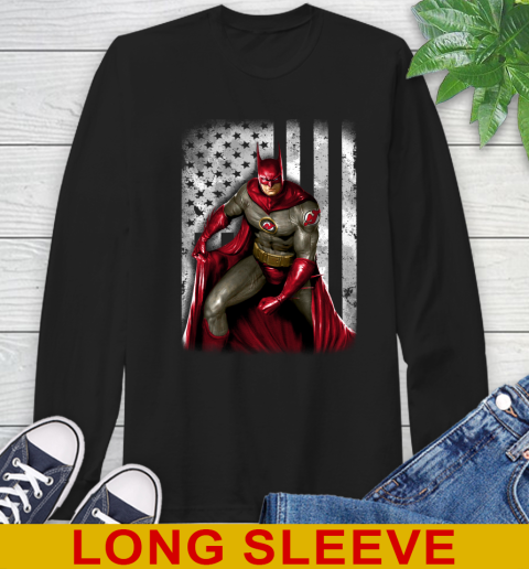 New Jersey Devils NHL Hockey Batman DC American Flag Shirt Long Sleeve T-Shirt