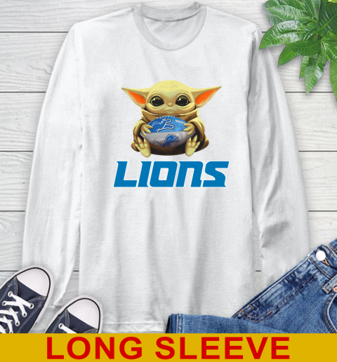 NFL Football Detroit Lions Baby Yoda Star Wars Shirt Long Sleeve T-Shirt
