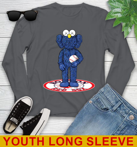 MLB Baseball Boston Red Sox Kaws Bff Blue Figure Shirt Youth Long Sleeve 9