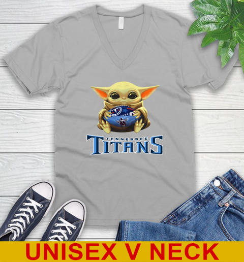 NFL Football Tennessee Titans Baby Yoda Star Wars Shirt V-Neck T-Shirt 4