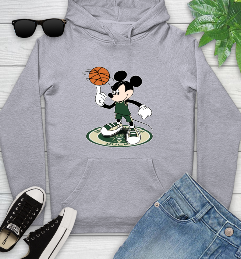 NBA Basketball Milwaukee Bucks Cheerful Mickey Disney Shirt Youth Hoodie 6