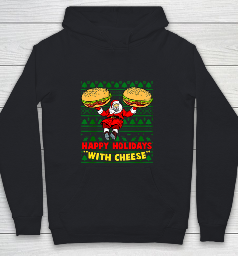 Happy Holidays With Cheese Christmas cheeseburger Xmas Gift Ugly Youth Hoodie