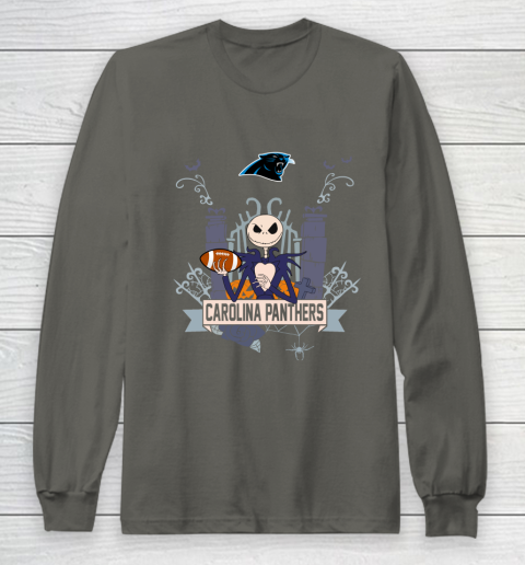 NFL Carolina Panthers Football Jack Skellington Halloween Long Sleeve T-Shirt 5