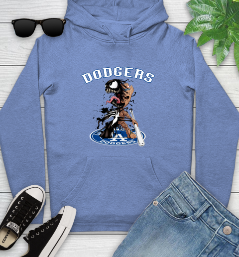 MLB Los Angeles Dodgers Baseball Venom Groot Guardians Of The Galaxy Youth Hoodie 12