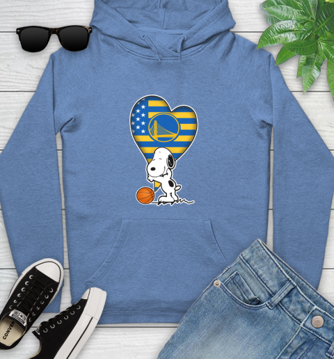 Golden State Warriors NBA Basketball The Peanuts Movie Adorable Snoopy Youth Hoodie 12