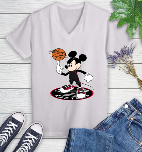 NBA Basketball Toronto Raptors Cheerful Mickey Disney Shirt not broken the mould Women's V-Neck T-Shirt 2