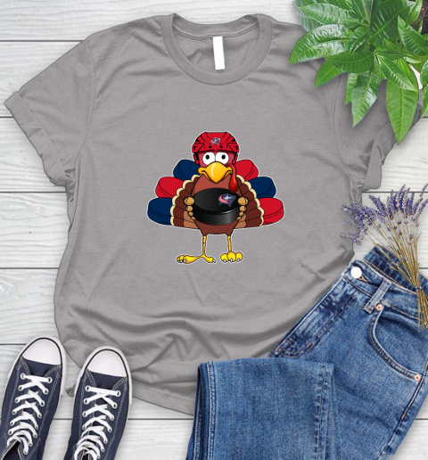 Columbus Blue Jackets Turkey Thanksgiving Day Women's T-Shirt 5