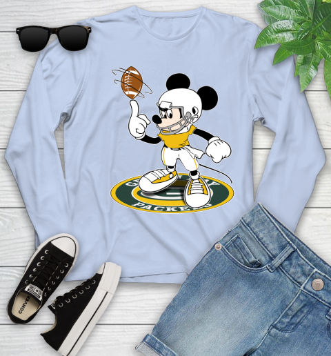 NFL Football Green Bay Packers Cheerful Mickey Disney Shirt Youth Long Sleeve 9