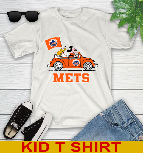 MLB Baseball New York Mets Pluto Mickey Driving Disney Shirt Youth T-Shirt