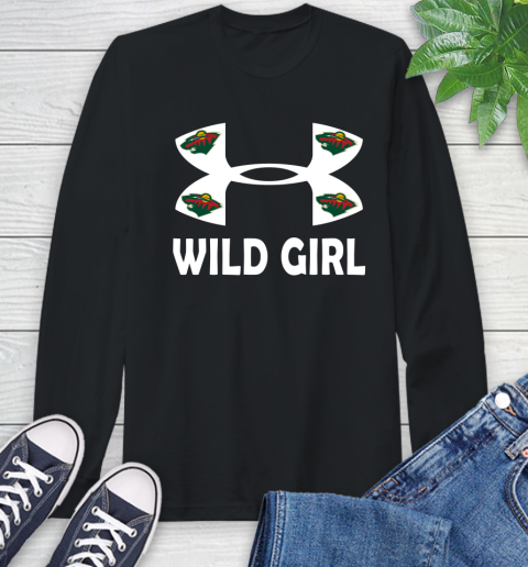 NHL Minnesota Wild Girl Under Armour Hockey Sports Long Sleeve T-Shirt