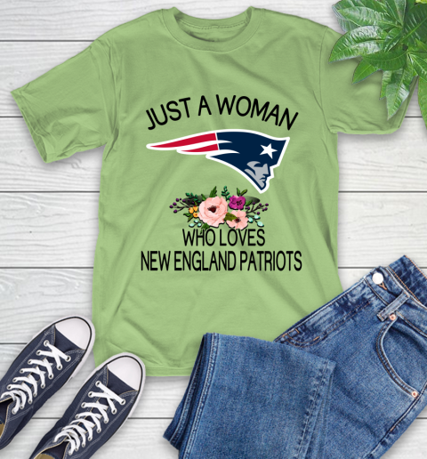 NFL Just A Woman Who Loves New England Patriots Football Sports T-Shirt 9