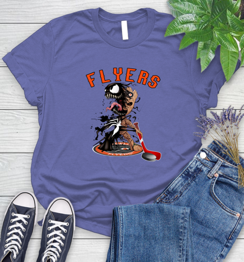 NHL Philadelphia Flyers Hockey Venom Groot Guardians Of The Galaxy Women's T-Shirt 11