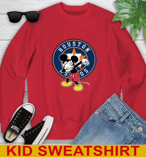 Houston Astros MLB Baseball Dabbing Mickey Disney Sports Youth Sweatshirt 8