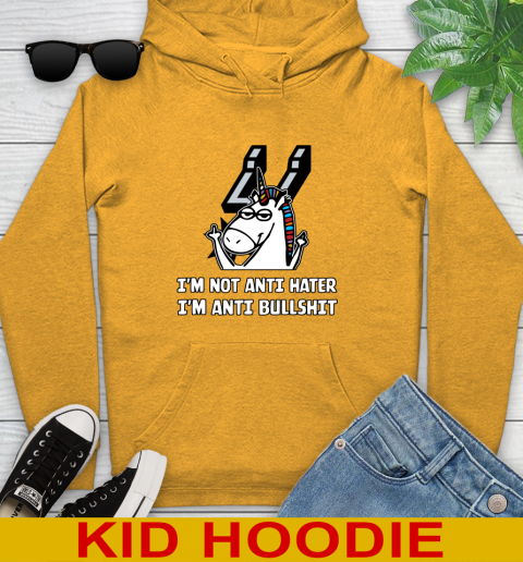 San Antonio Spurs NBA Basketball Unicorn I'm Not Anti Hater I'm Anti Bullshit Youth Hoodie 3