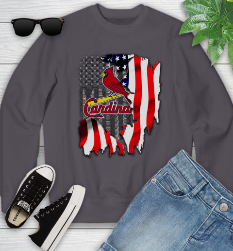 St.Louis Cardinals MLB Baseball American Flag Youth Sweatshirt 5