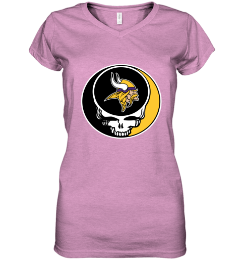 NFL Minnesota Vikings Grateful Dead Rock Band Football Sports BIZVyqVoqWt women v neck t shirt 39 95 151514 front heather radiant orchid