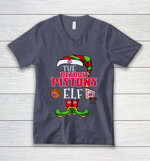 Detroit Pistons Christmas ELF Funny NBA V-Neck T-Shirt 7