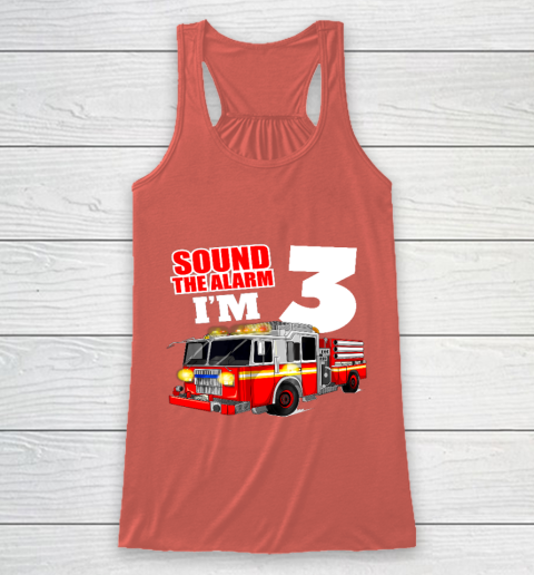 Kids Fire Truck 3rd Birthday T Shirt Boy Firefighter 3 Years Old Racerback Tank 3
