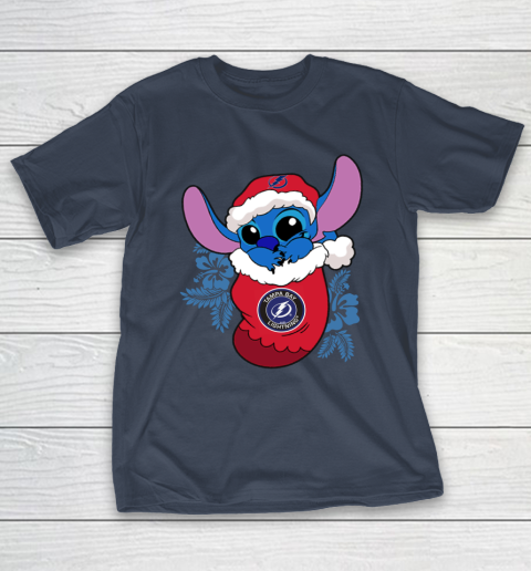 Tampa Bay Lightning Christmas Stitch In The Sock Funny Disney NHL T-Shirt 5
