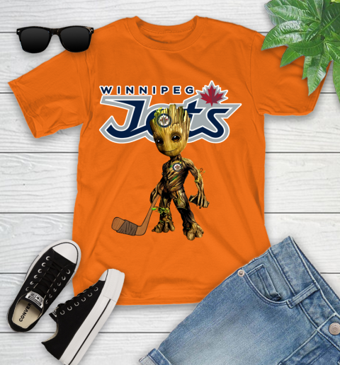 Winnipeg Jets NHL Hockey Groot Marvel Guardians Of The Galaxy Youth T-Shirt 7