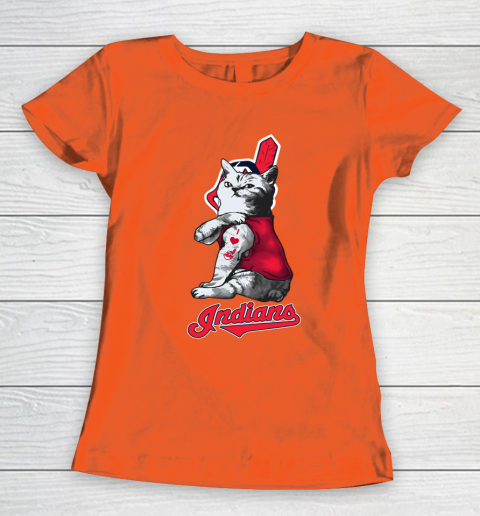 MLB Baseball My Cat Loves Cleveland Indians Women's T-Shirt 3