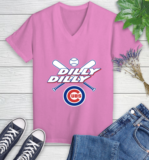 MLB Chicago Cubs Dilly Dilly Baseball Sports Women's V-Neck T-Shirt 14