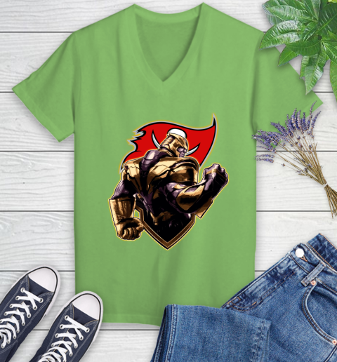 NFL Thanos Avengers Endgame Football Sports Tampa Bay Buccaneers Women's V-Neck T-Shirt 11